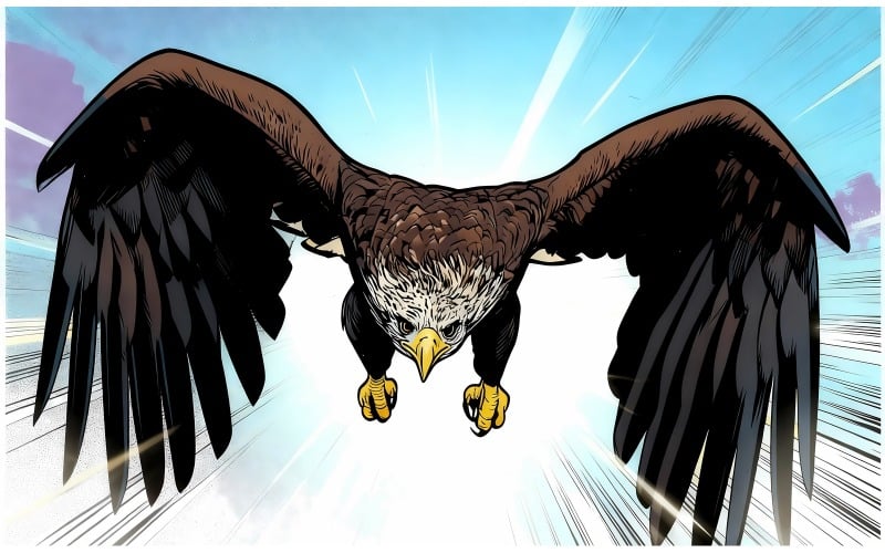 Білохвостий орел прямує прямо до (ілюстрація ШІ + векторний лінійний малюнок)