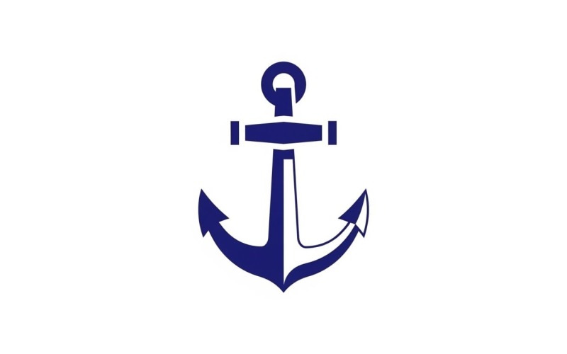 Minimalist navy anchor symbol logo design with flat blue color ...