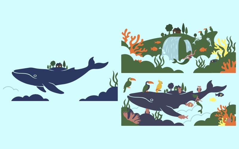 The Whale with a House Fantasy Book Cover Design