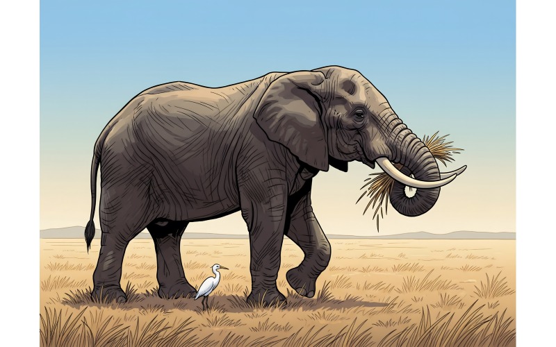 Campo di elefanti (immagine illustrativa AI + disegno vettoriale)