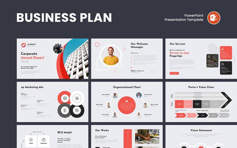 PowerPoint-presentatiesjabloon voor een multifunctioneel bedrijfsplan