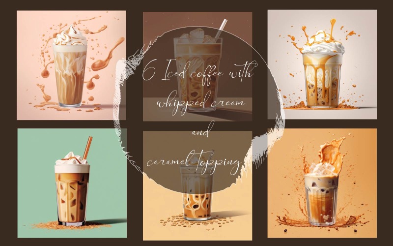 Café glacé avec crème fouettée et nappage au caramel