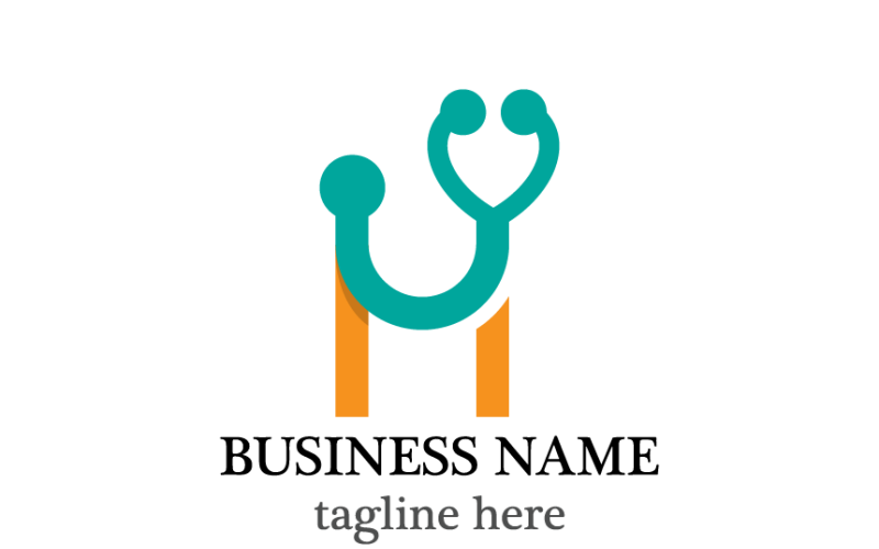 Modello di logo con lettera H per la salute, marchio medico e benessere