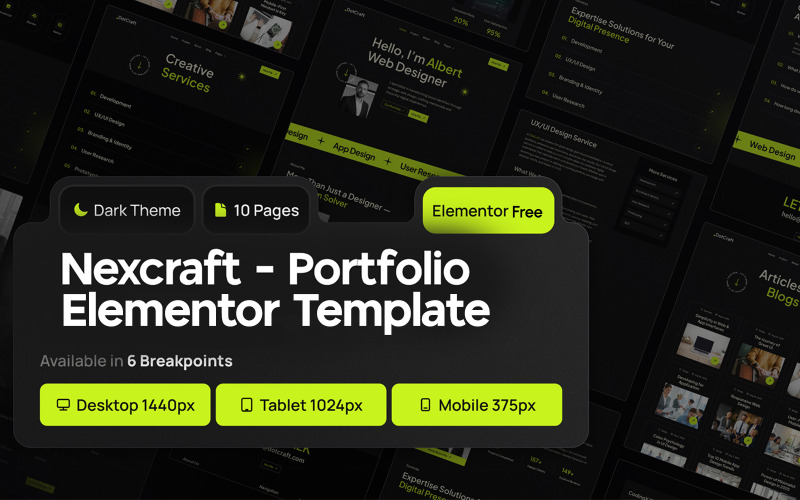 Nexcraft – Kit de plantillas Elementor para portafolios y freelancers
