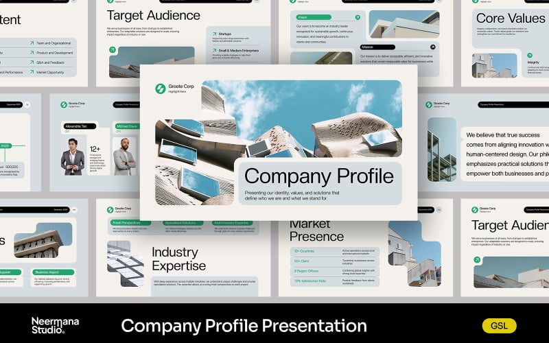 PEONA | Clean Company Profile Google Slide