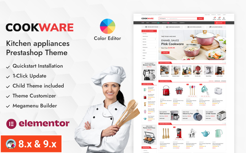 Responzivní šablona PrestaShop pro obchod s kuchyňskými doplňky Cookware - Cookware Accessories Store