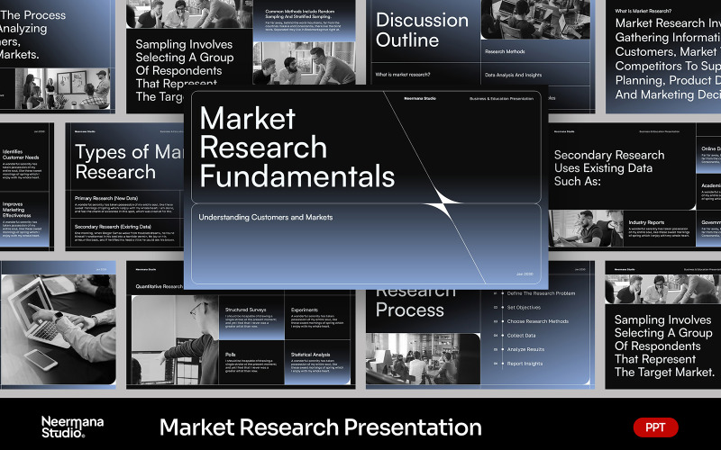 Klassieke retro marktonderzoek PowerPoint