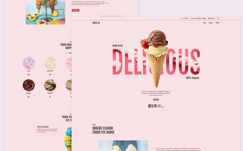 Devi - HTML Minimalistisk Glasslandningssida