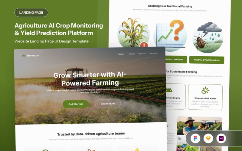 Harvestra - Mezőgazdasági AI Analytics Landing Page