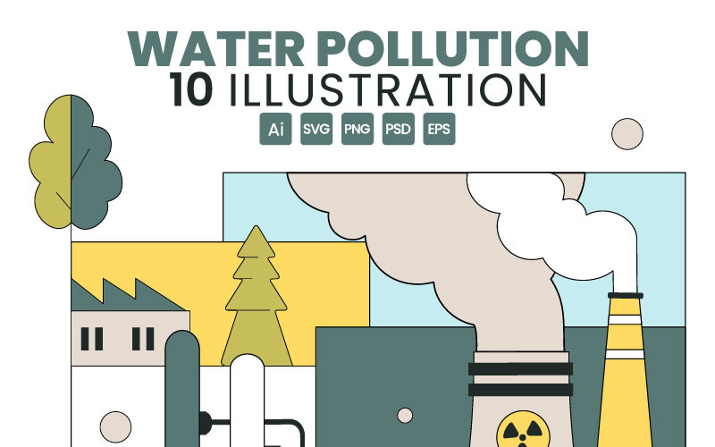 10 vattenföroreningsvektorillustration