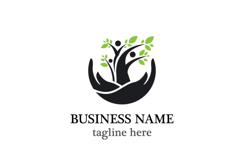 Modèle de logo Arbre Humain Unité Humaine et Nature