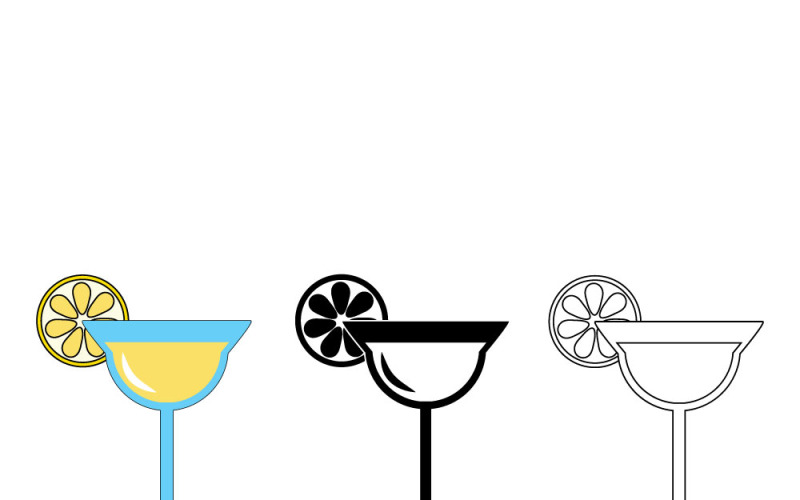 Cocktail Margarita tropicale con fetta di lime, illustrazione vettoriale