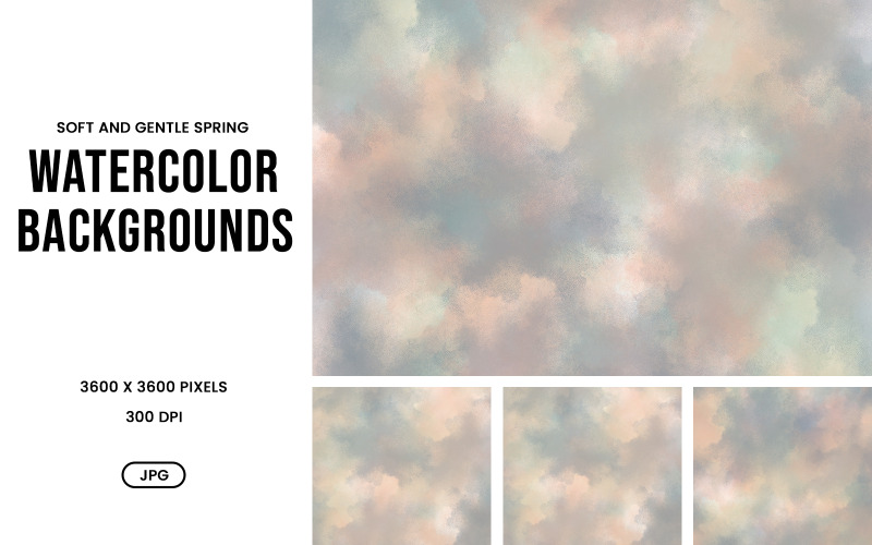 Set di sfondi ad acquerello: colori pastello primaverili tenui, texture astratte