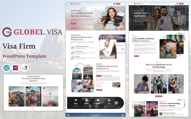 GlobalVisa – Тема WordPress для консультирования по вопросам иммиграции и виз.