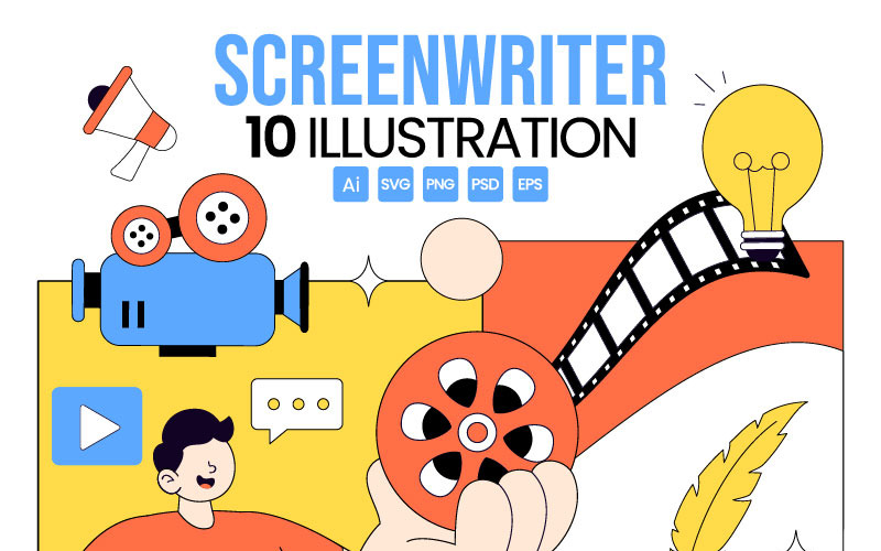 10 manusförfattare vektorillustration