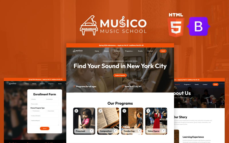 Musico - 音乐学校 HTML 模板