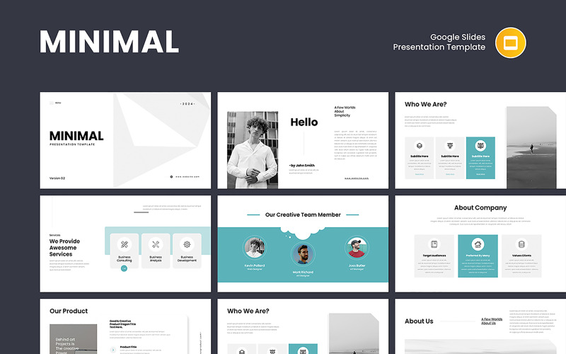 Minimalistische Google Slides-Präsentationsvorlage für Unternehmen