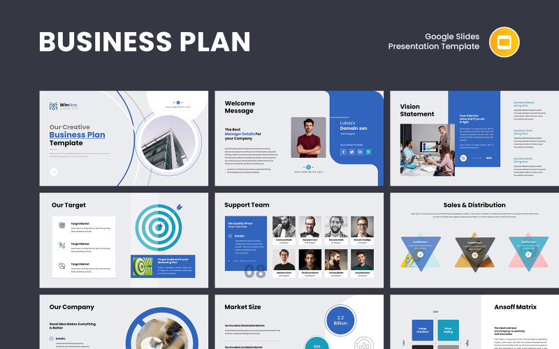 Google Slides-Präsentationsvorlage für einen Marken-Businessplan