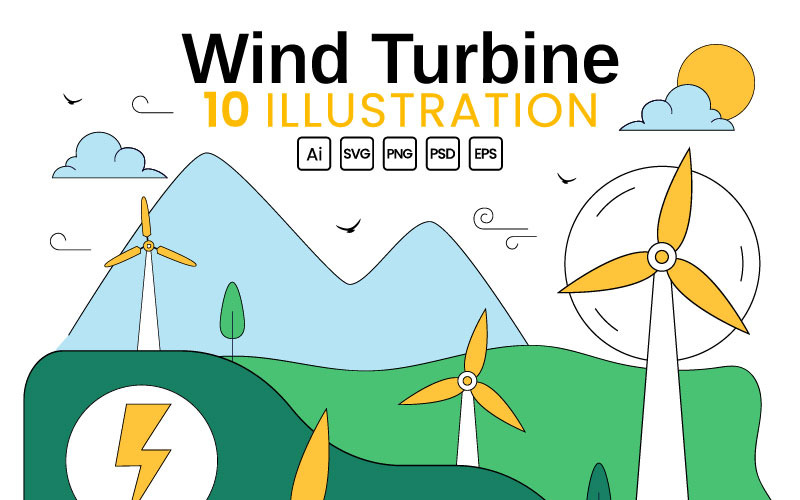 10 Illustration av vindkraftverk