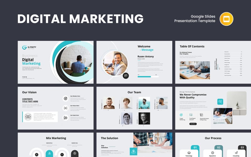 Plantilla de presentación de Google Slides sobre marketing digital basado en datos