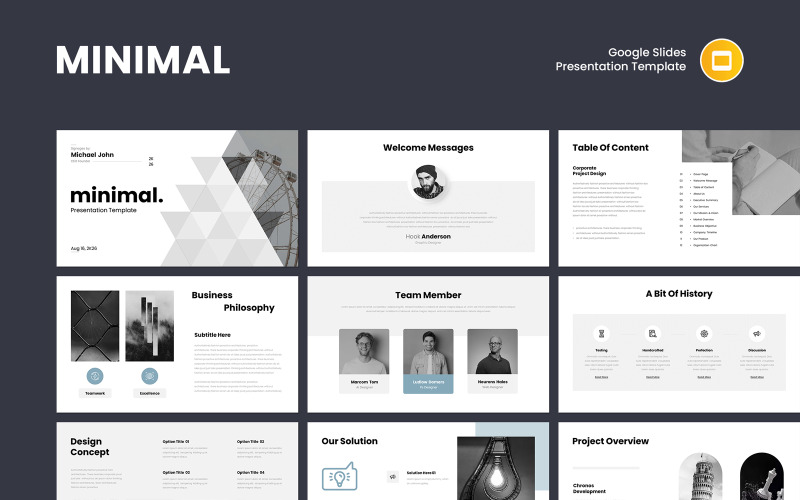 Modèle de présentation Google Slides minimaliste et professionnel