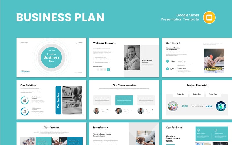 Plantilla de presentación de Google Slides para un plan de negocios elegante