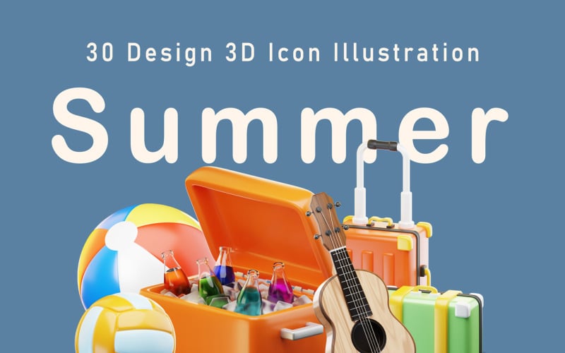 Letní prázdniny 3D ikona stylizovaná