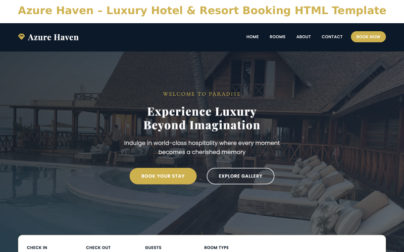 Azure Haven – Šablona HTML pro rezervaci luxusních hotelů a resortů