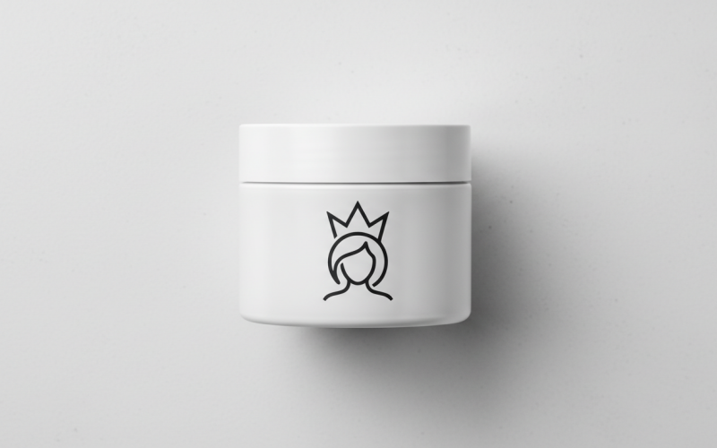 Minimální logo Crown Beauty Spa – elegantní silueta královny pro kosmetický branding