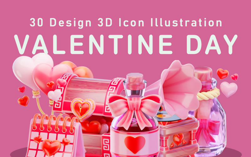 Stilisiertes 3D-Symbol für Valentinstag