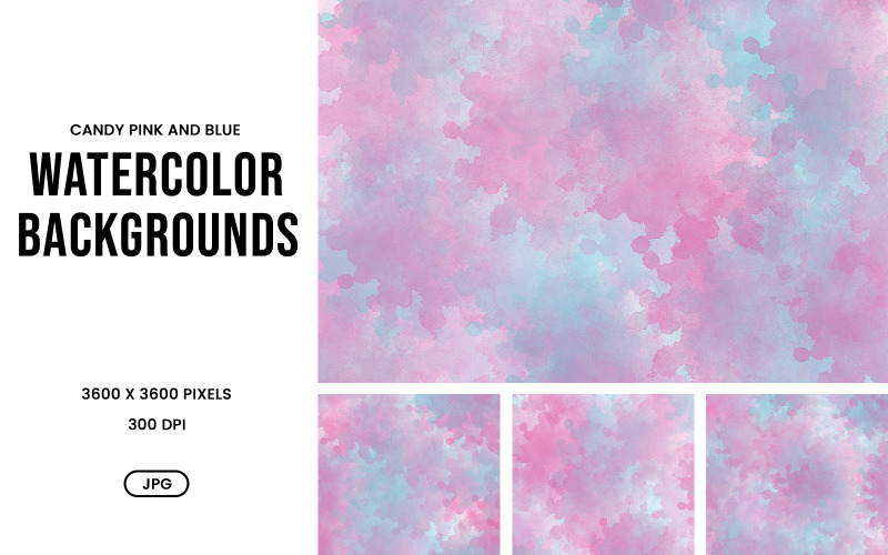Set di sfondi ad acquerello: texture astratte pastello rosa confetto e blu