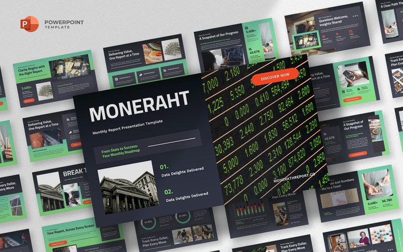 Maandelijks rapport PowerPoint-sjabloon - Moneraht