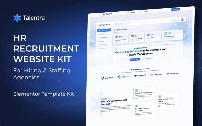Talentra — набор шаблонов Elementor для управления персоналом и подбора кадров для WordPress.