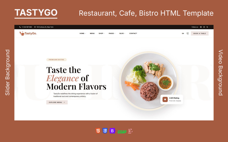 TastyGo – Étel és kávézó HTML sablon