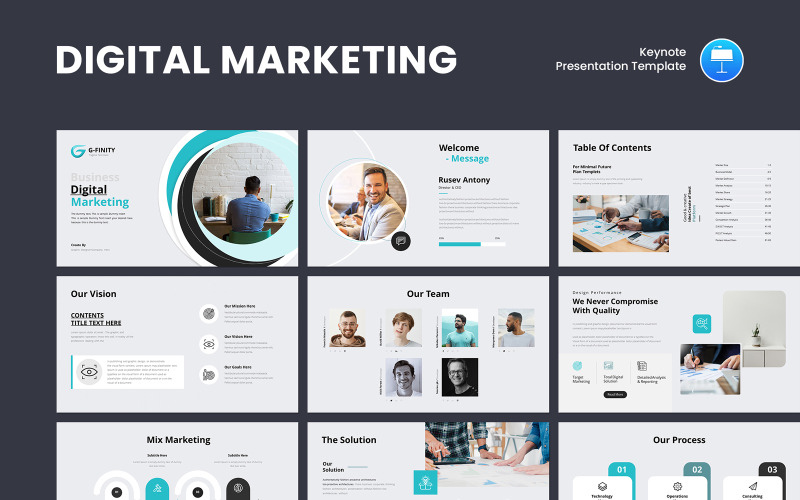 Sjabloon voor een strakke keynote-presentatie over digitale marketing