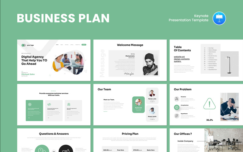 Stijlvol sjabloon voor een keynote-presentatie over een businessplan