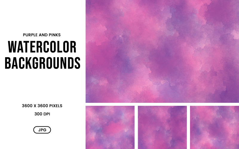 Set di sfondi ad acquerello: texture astratte viola e rosa