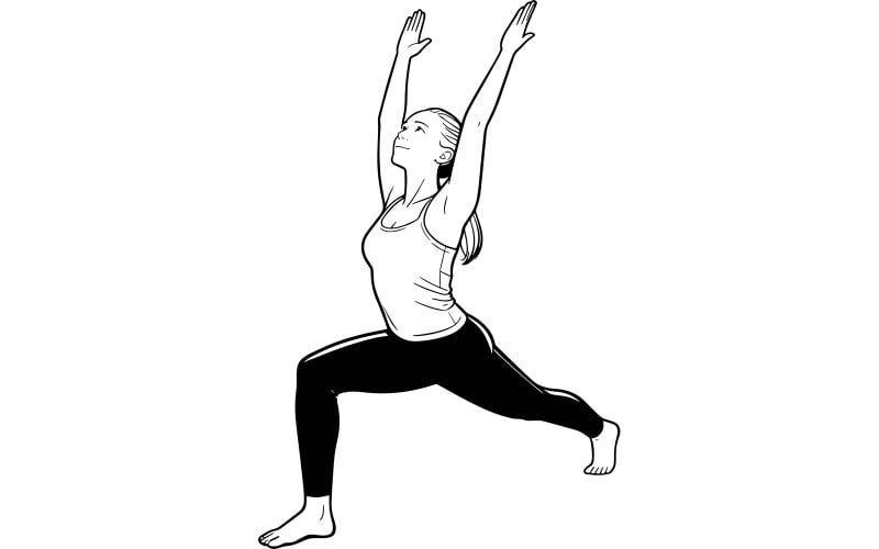Ragazza che si gode una lezione di yoga all'aperto, disegno vettoriale lineare