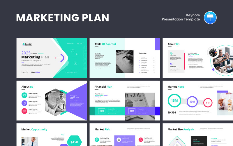 Vorlage für eine Keynote-Präsentation zum Marketingplan