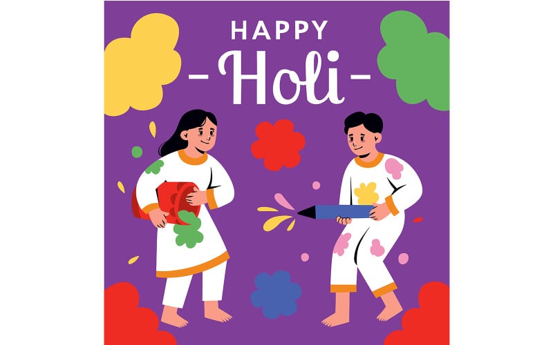 Ett par människor firar glatt Holi