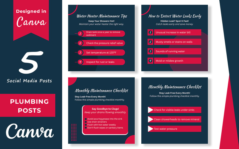 Canva 可编辑的管道服务社交媒体帖子