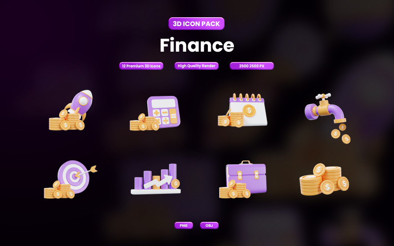 Finans 3D-ikonpaketdesign 143