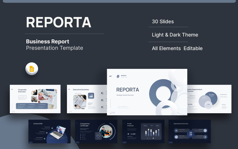 Reporta - 商业报告 Google 幻灯片模板