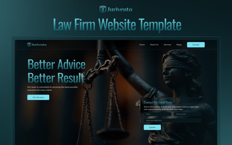 Jurivento: Next.js-Vorlage für die Website einer Anwaltskanzlei