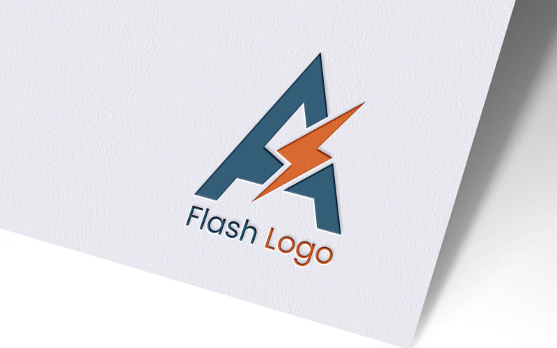 Design moderno del logo flash con la lettera A e il simbolo del fulmine