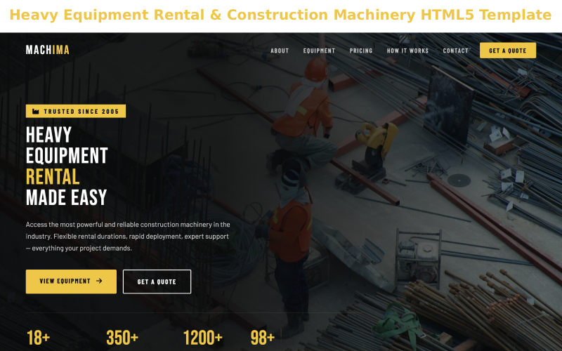 Шаблон HTML5 для оренди важкого обладнання та будівельної техніки