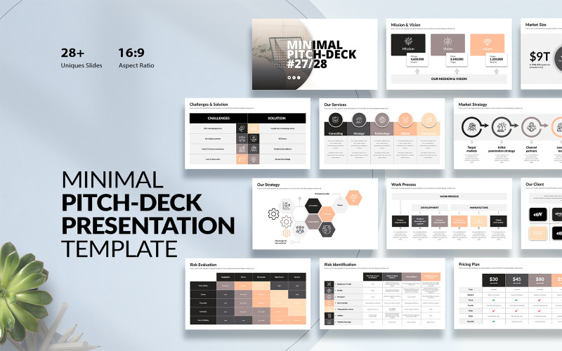 Modello di presentazione di Pitch Deck minimale per Google Slide