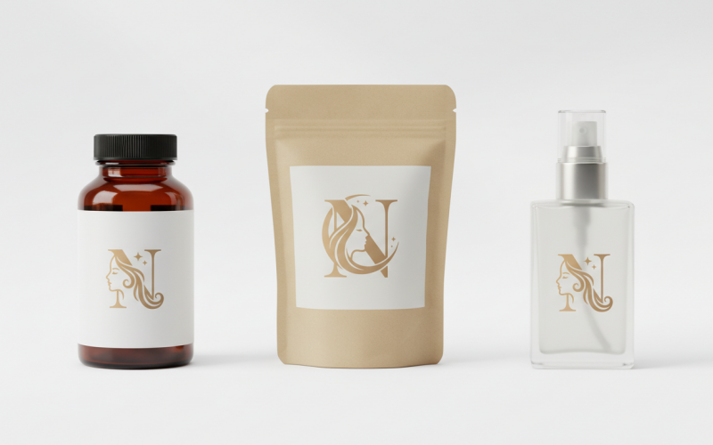 Роскошный логотип спа-салона Letter N Beauty Cosmetic – элегантная женственная коллекция с золотой монограммой.