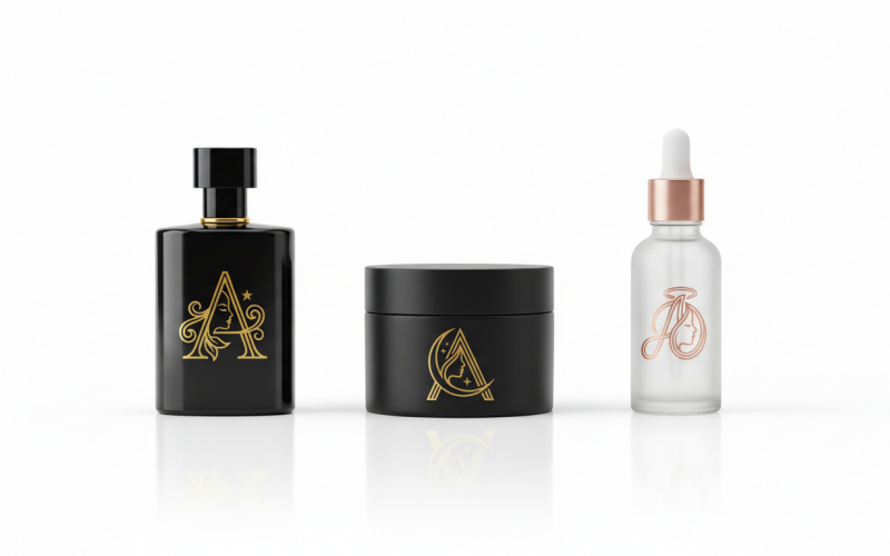 Zestaw luksusowych logo z monogramem litery A – ozdobne kobiece inicjały z półksiężycem