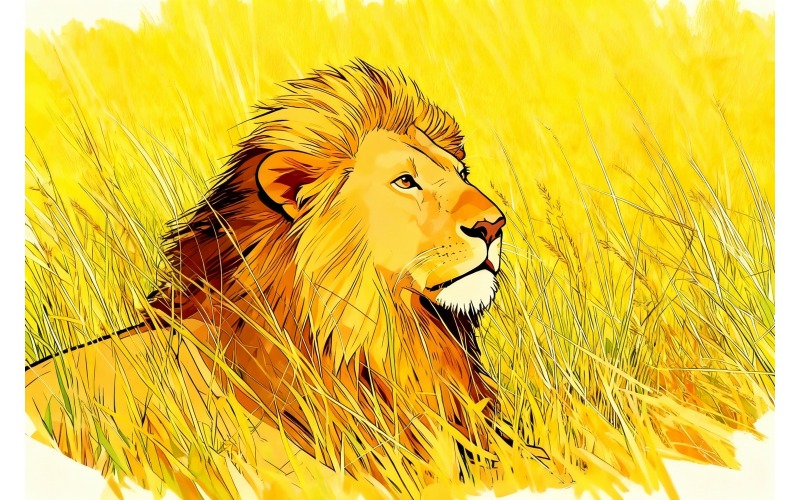 Ilustración del Parque Nacional del León Africano, Sudáfrica